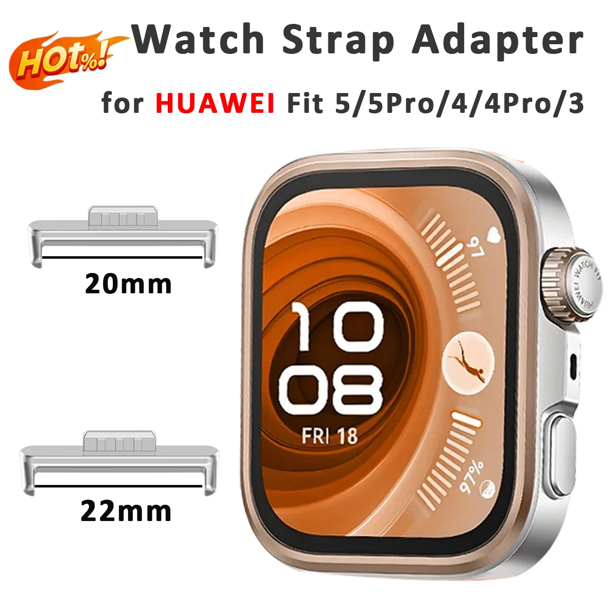 20mm 22mm 1 Paar Adapter für Huawei Watch Fit 5 4 3 Armbandverbinder Metallarmband für HUAWEI Fit 5Pro 4Pro Bandzubehör