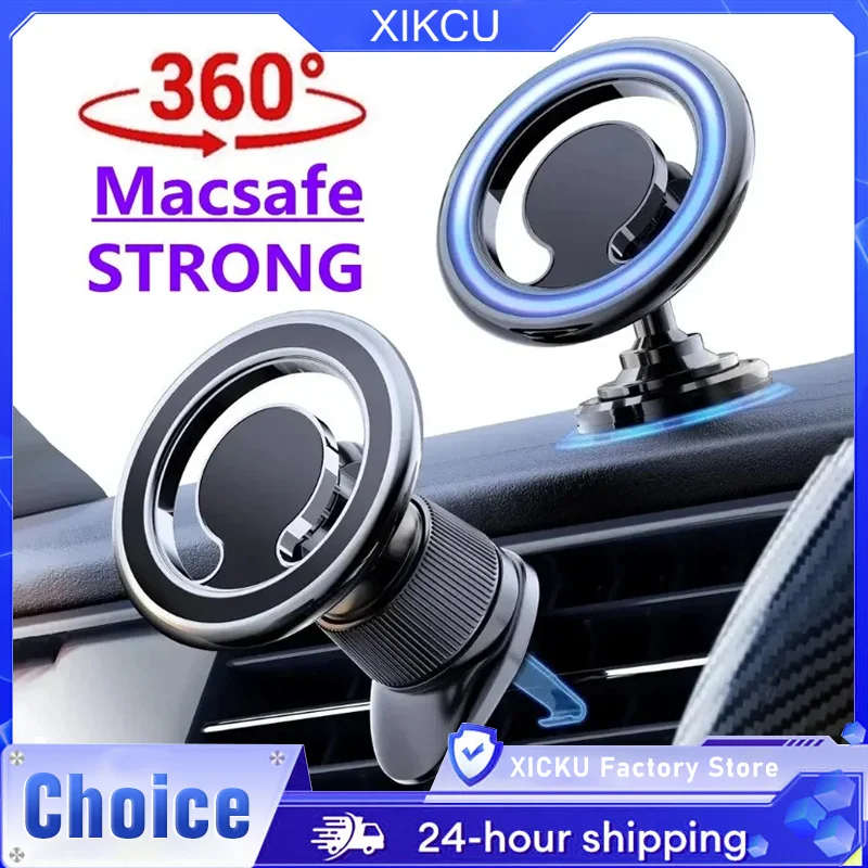 

360 ° Вращающийся магнитный автомобильный держатель для телефона, приборная панель, воздуховыпускное отверстие, GPS-подставка для телефона, крепление для iPhone 16-12, Samsung S24 Xiaomi 15,