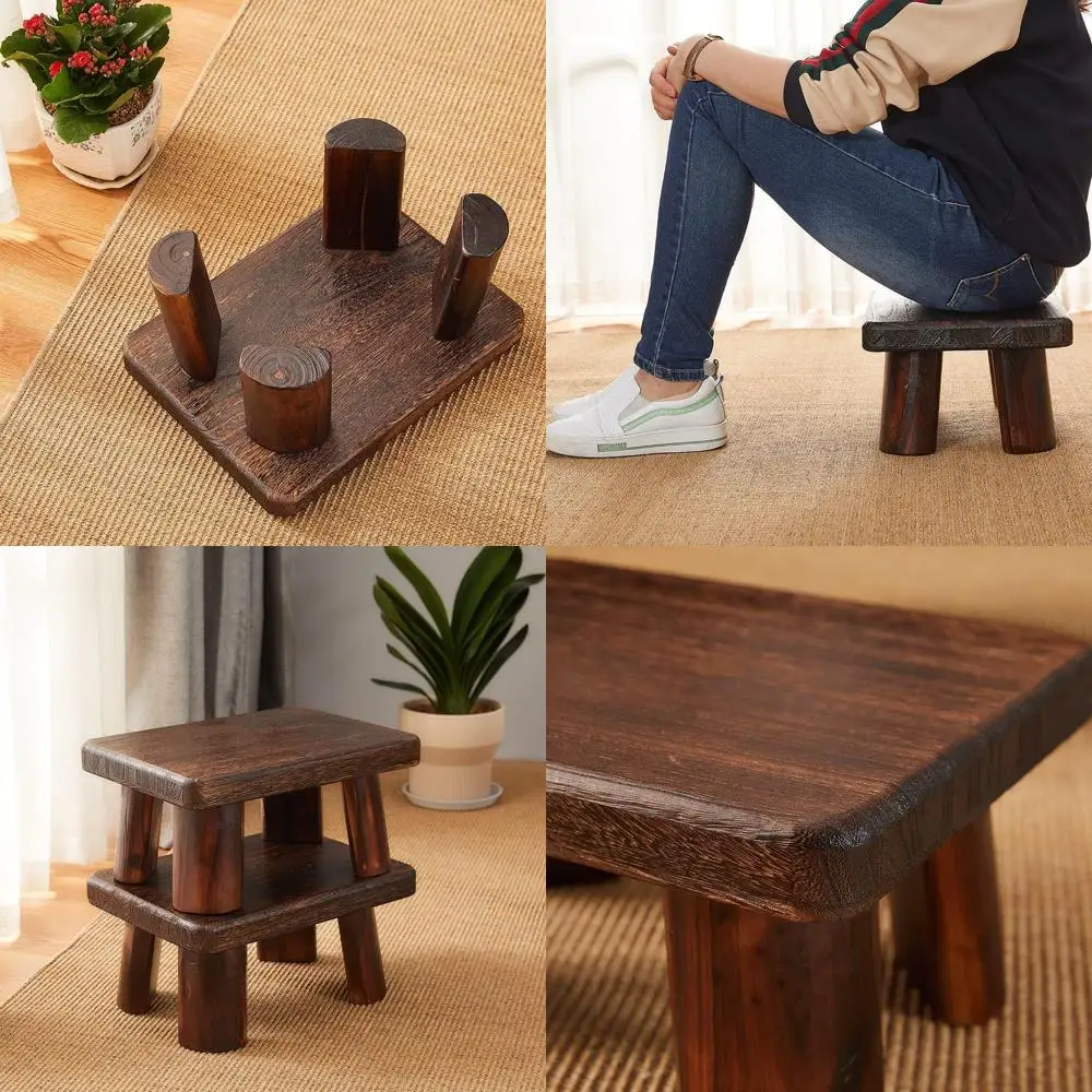 

Durable Wooden Step Stool, Multipurpose Rectangular for Bedrooms and Bathrooms, Supports Up to 500lbs