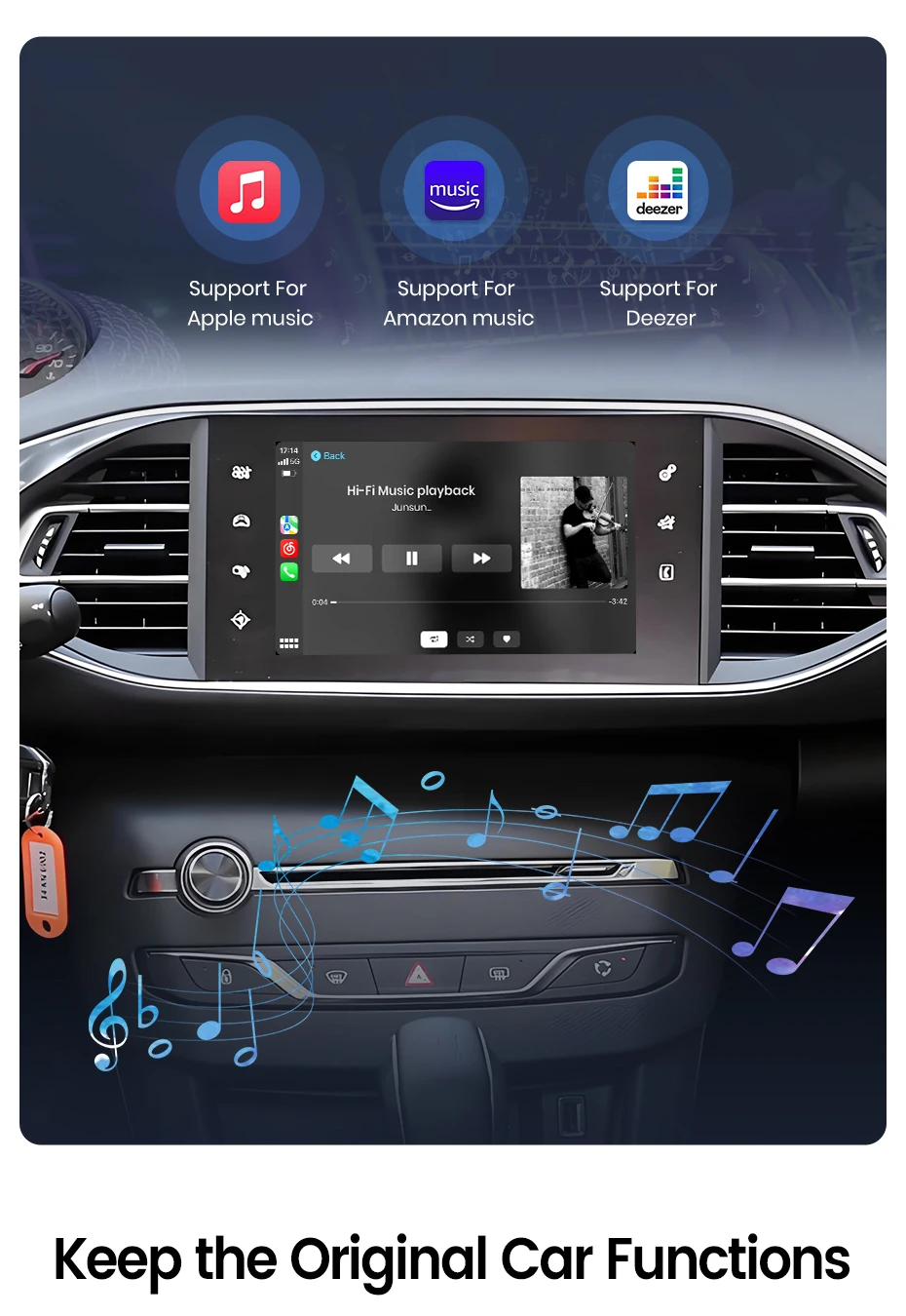 Junsun Wireless CarPlay Android Auto Modul Decoder Für Peugeot Citroen SMEG MRN Picasso C4 C5 DS4 DS3 308 508 208 3008 Airpaly – Detail 7
