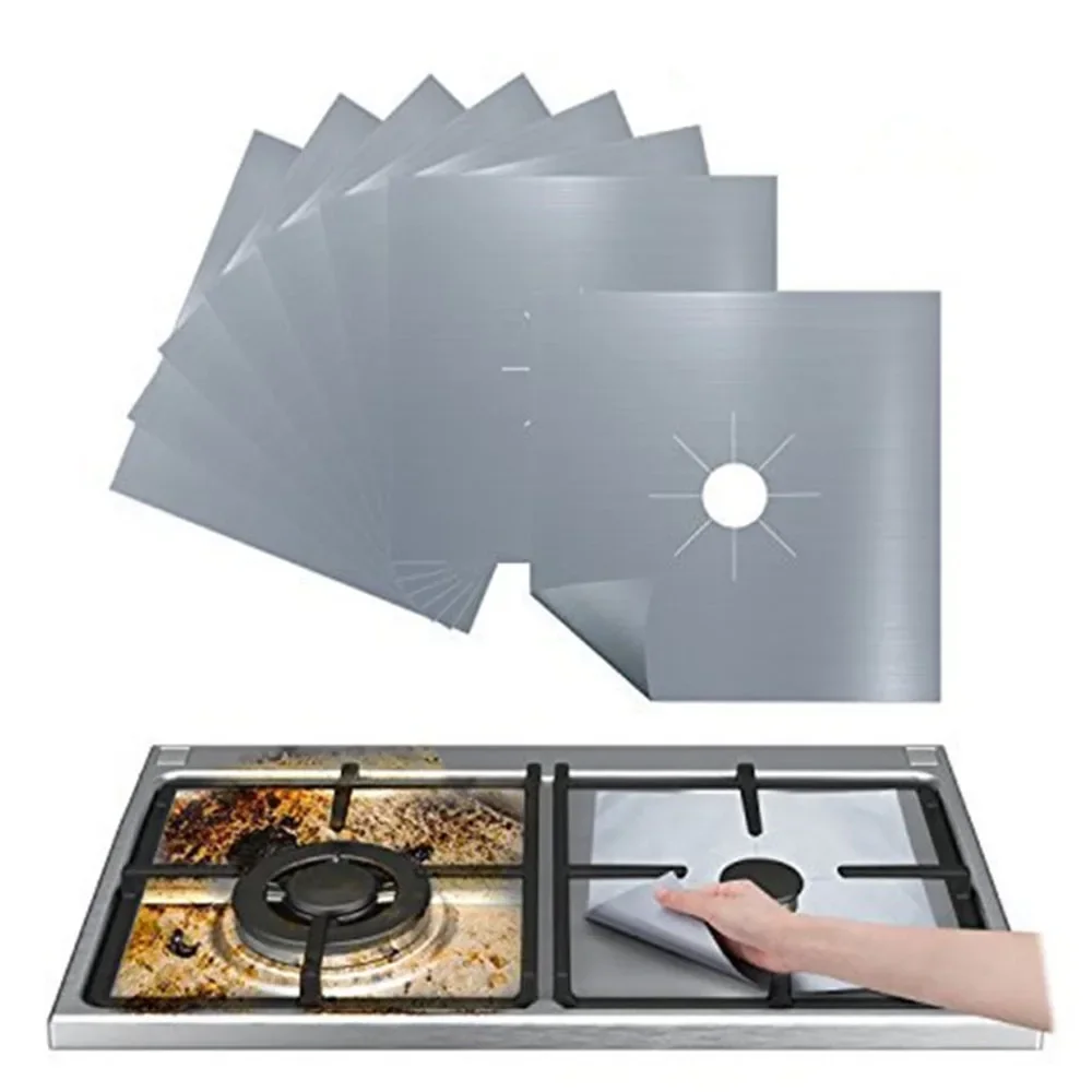 4pcs/set Reusable Gas Stove Protector Cooker Cover Liner Clean Mat Pad Kitchen Gas Stove Stovetop Protector Kitchen Accessories