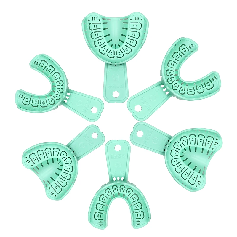 6pcs Dental Impression Trays Childrens and Adults Teeth Holder Denture Model Materials Dentistry Clinic Lab Oral Tools