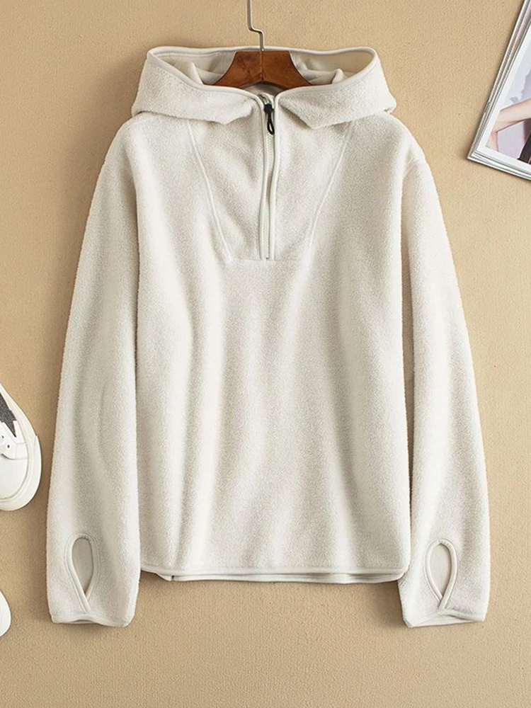 Sudaderas con capucha para mujer, abrigos holgados con cremallera, sólido, versátil, diseño de moda coreana, prendas de vestir suaves, calle alta, Harajuku, acogedor y tierno