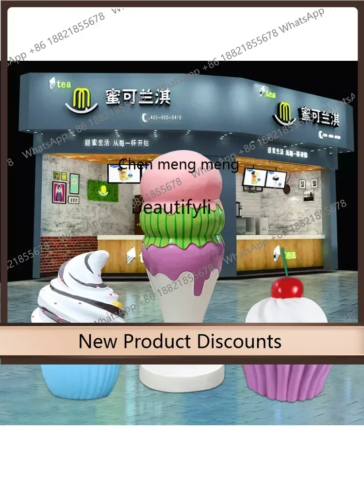 xx1Outdoor Ice Cream Sculpture Simulation Donut Decorations Shopping Mall Milk Tea Dessert Shop Door Ice Cream Ornaments