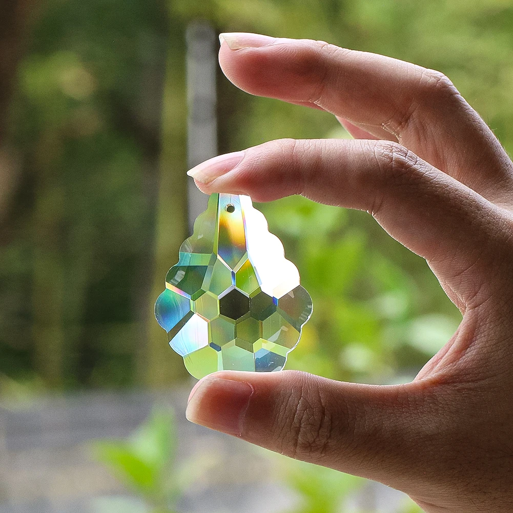 E9 6Pcs Pineapple Suncatcher Clear Flower Crystal Prisms Faceted Drop Pendant Rainbow Refracts Light Catcher Wedding Party Decor