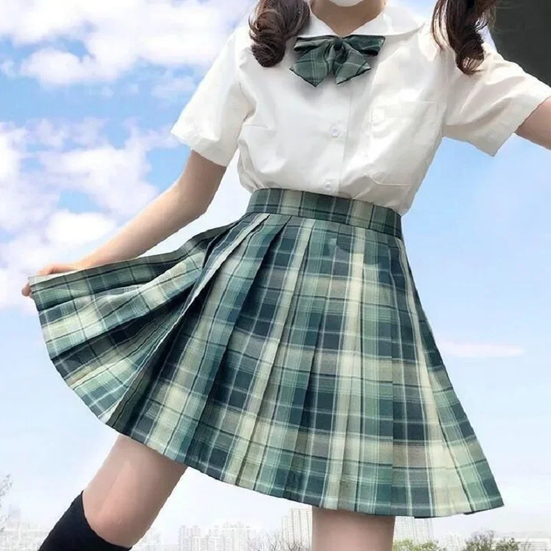 School Girl Uniform Pleated Skirts Japanese School Uniform High Waist A-Line Plaid Skirt Sexy JK Uniforms for Woman Colorful