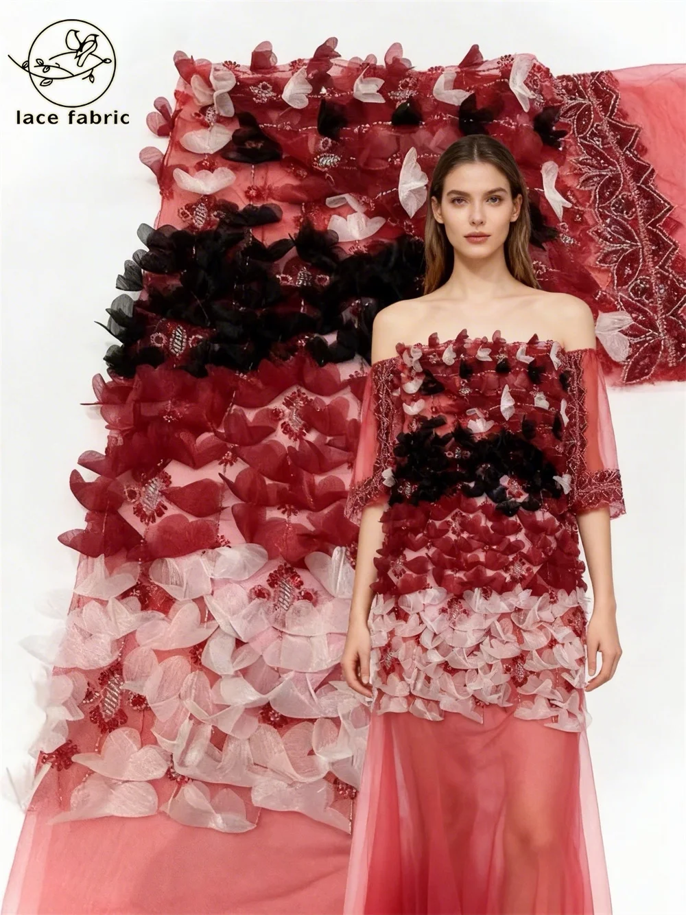 

Mixed Multicolor African Lace Fabric 2026 High Quality Mesh Embroidery Edge 3D Tulle Flower Nigerian Lace Fabric for Party Dress