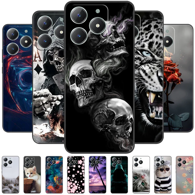 For OPPO Realme C61 RMX3939 C63 Back Cover Animals Painted Fashion Patterns Phone Case For Realme C61 C63 4G Soft Silicone Cases