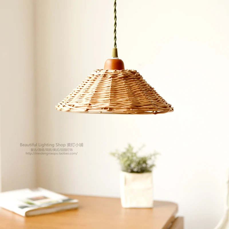 

Small pendant light Japanese Nordic ins style bed lamp rural nostalgic artistic homestay lighting fixture