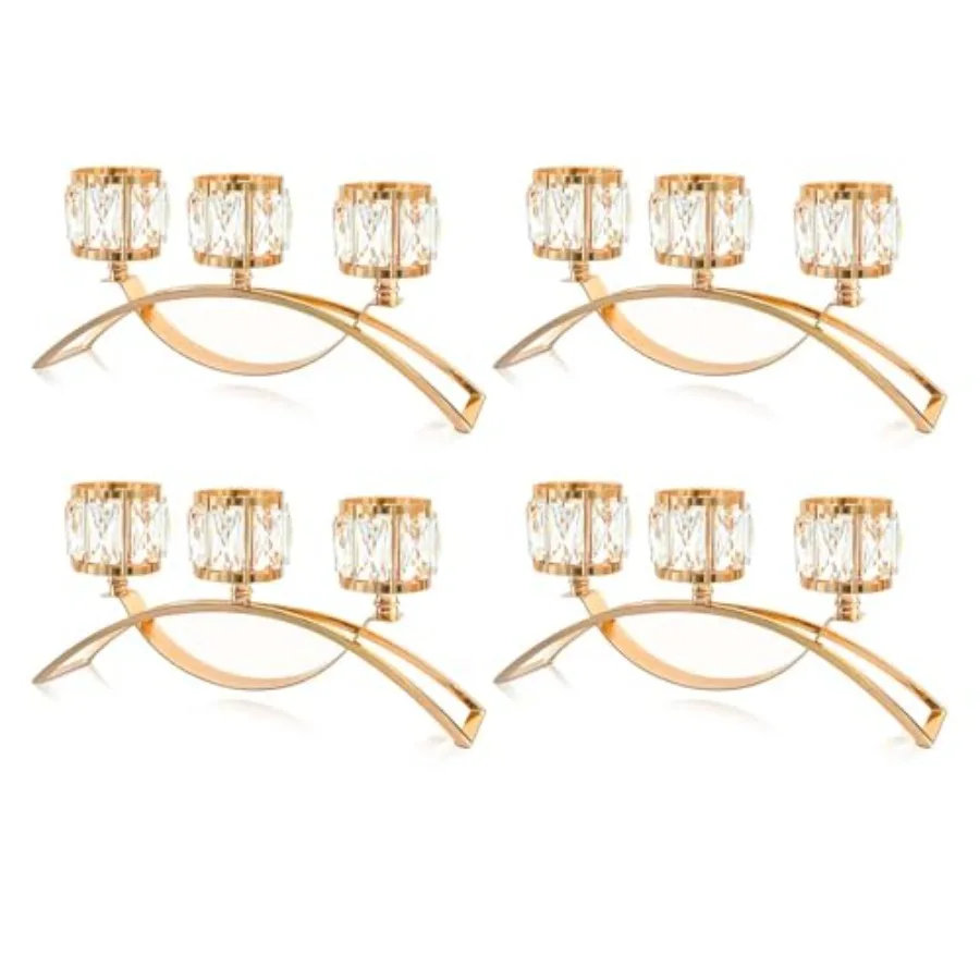 

Набор из 4-х подсвечников с 3-мя рожками для чайных свечей, элегантные металлические арочные подсвечники-центрастылы для свадеб, вечеринок, декора столов в столовой