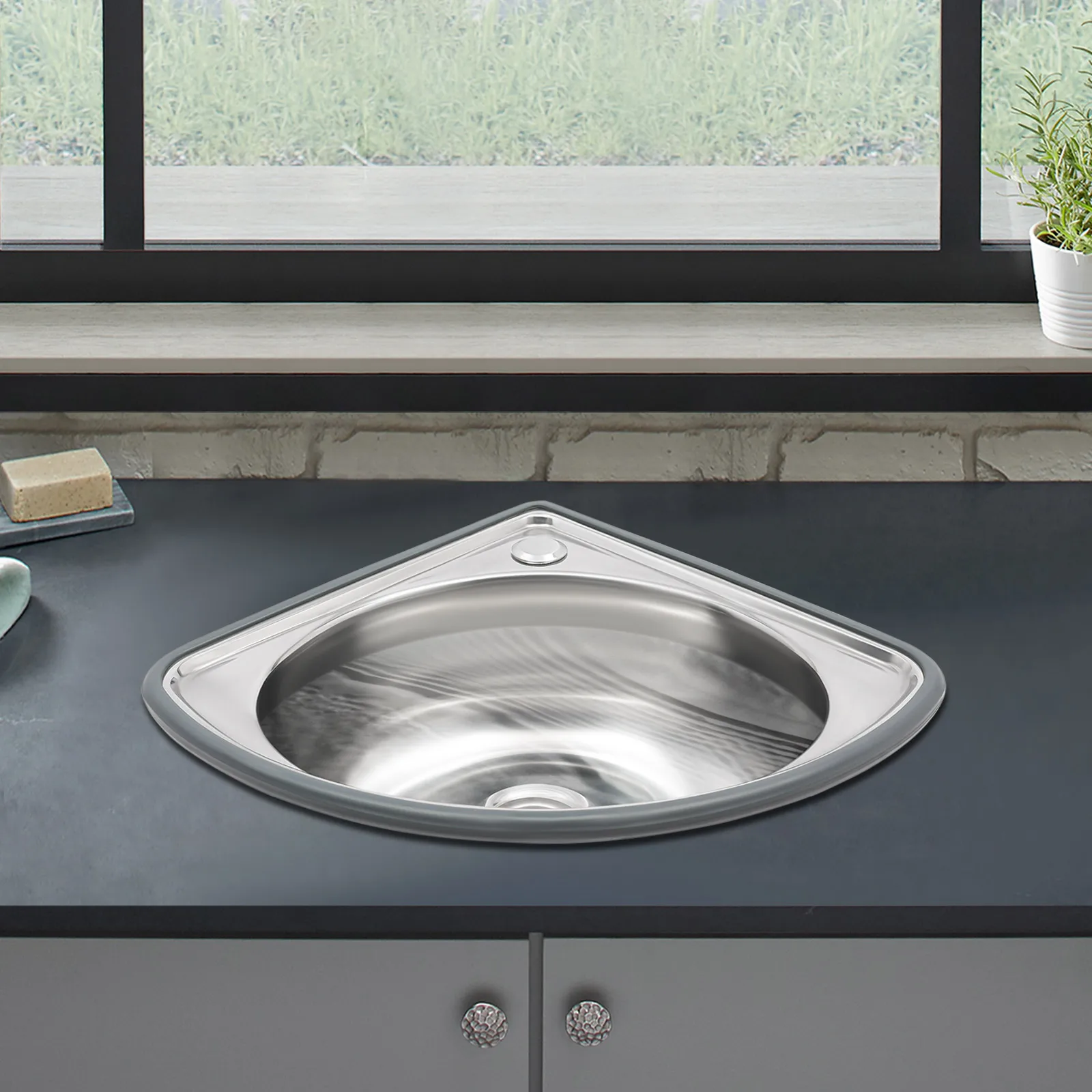 

12.2*9.84*5.2in Single Bowl Sink, Corner Basin Sink, Triangular Hand Basin Sink