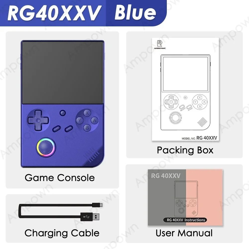 ANBERNIC RG40XXV Handheld Gameconsole 4'' IPS-scherm Joystick RGB-verlichtingseffect RG 40XXV Video-uitvoer E-book MP4 Streaming Cadeau