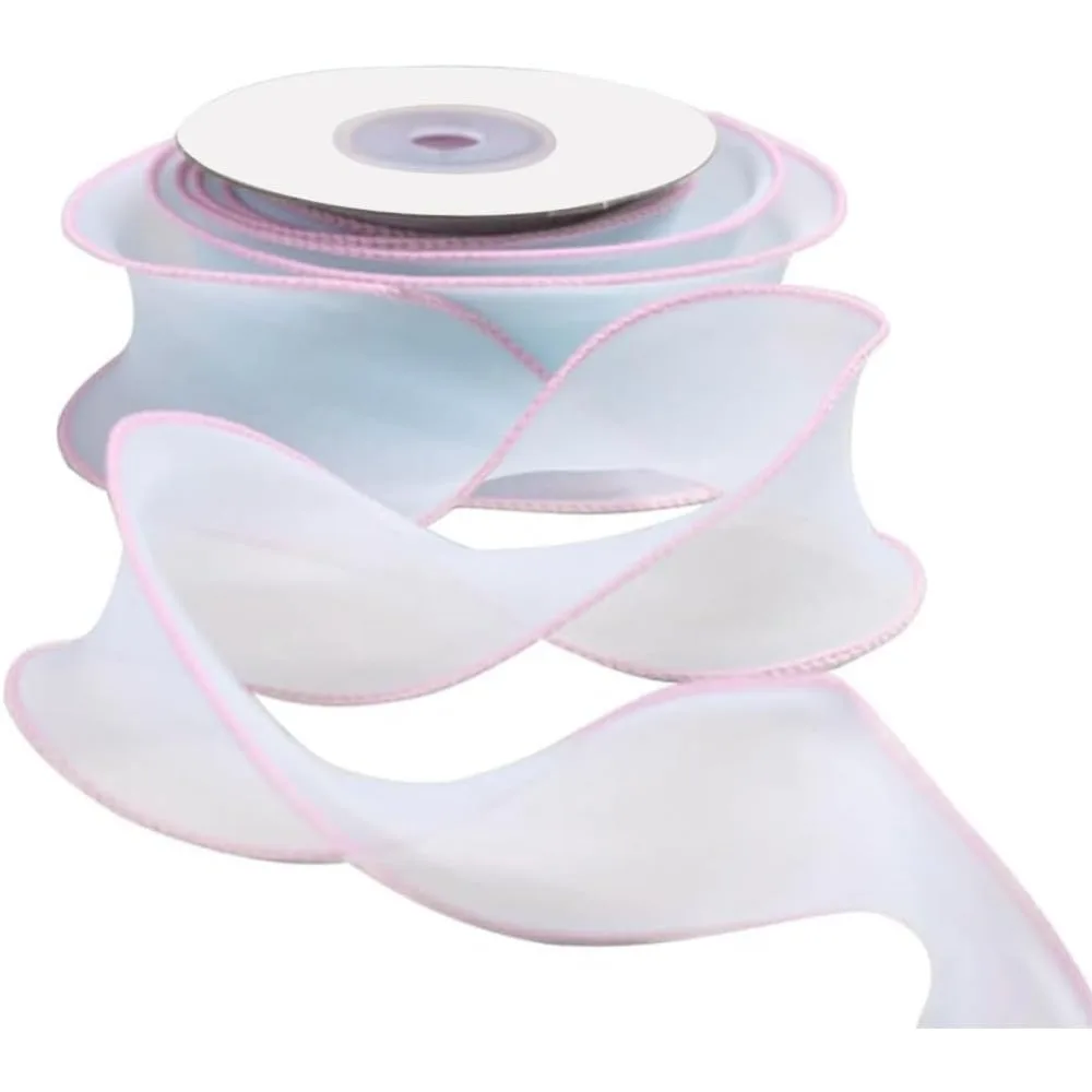 Organza-Bänder mit Draht, durchsichtiges Chiffon-Band für Haarspangen, Zubehörherstellung, Geschenkverpackung, Aqua, 1-5/8 Zoll (40 mm)