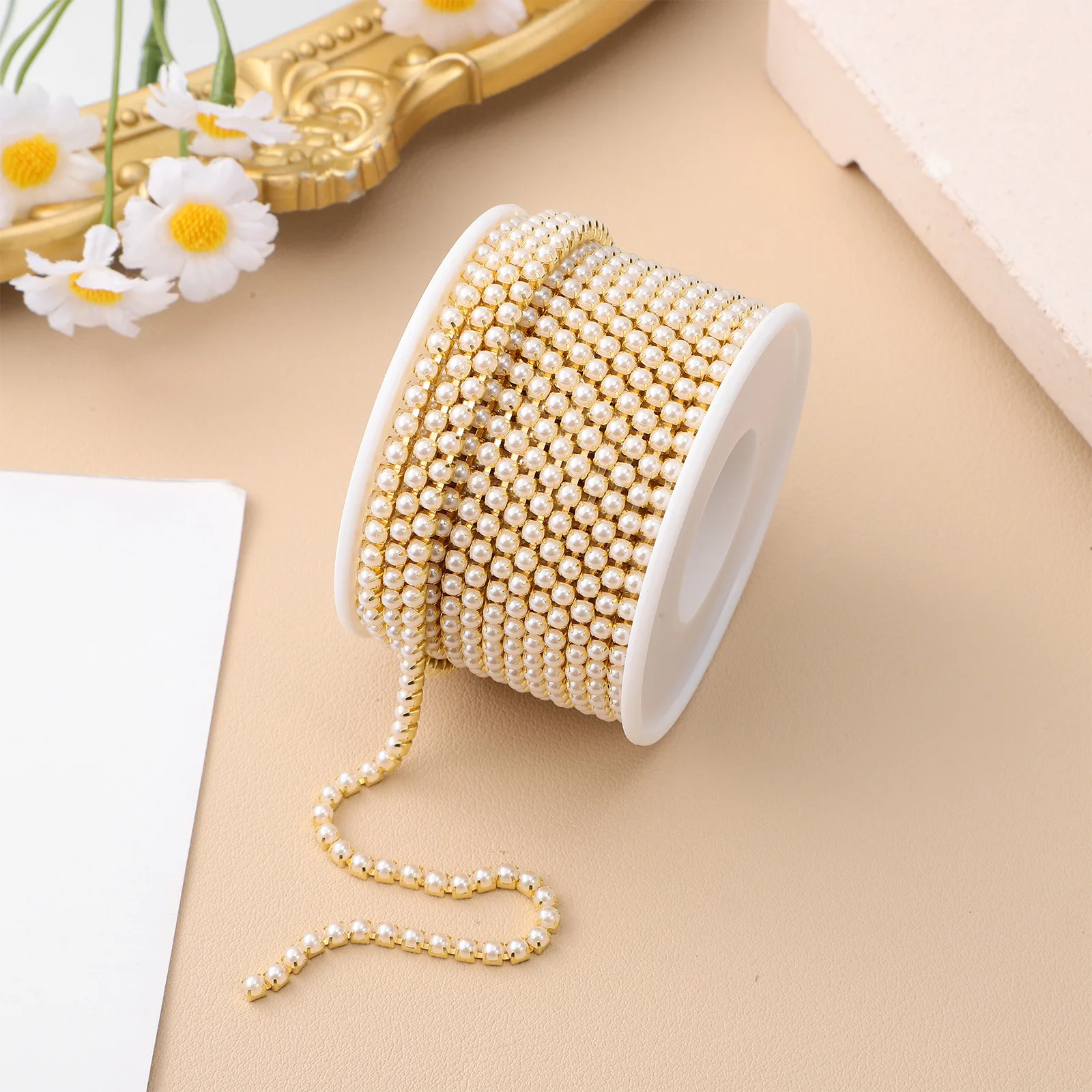 

1pcs 1 Roll String Fake Pearl Chain Bead Trim For Crafts Decoration Diy Wedding Artificial Pearl Beads String Pearls Roll