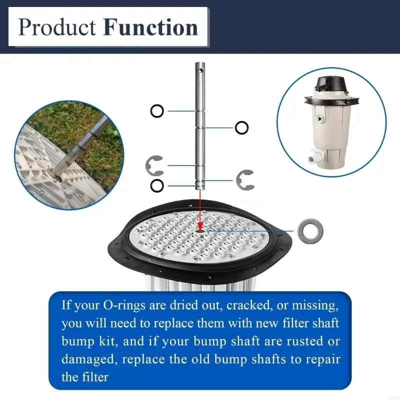 Pool Filter Care Package with 0.5 in Service Rod, 3 Seal Gaskets, 2 Washers and 2 Retainers for Repair Planning and Routine