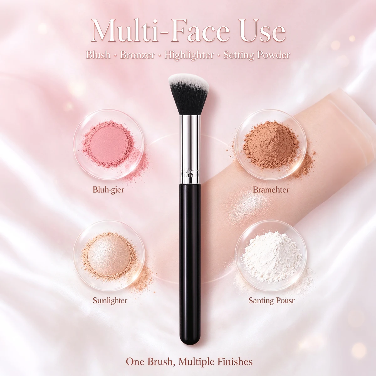 Face Blush Brush, Soft Fluffy Makeup Brush, Ideal for Buildable Color and Flawless Blending of Powder Cosmetics on Cheeks
