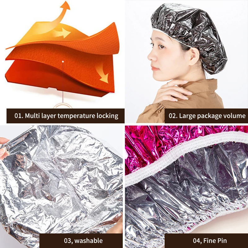 Gorro de ducha para el cuidado del cabello, gorro de papel de aluminio con aislamiento térmico, herramientas para teñir el cabello, cuidado del cabello en el hogar, temperatura constante