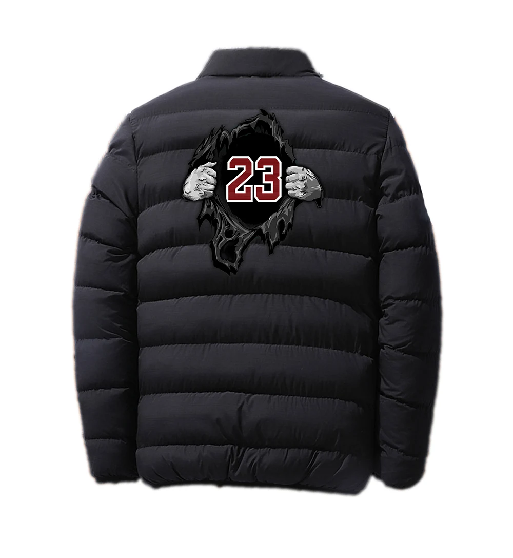 2024 Men's New Chicago 23 Jersey Letter Number Autumn and Winter Round Neck Cotton-padded Jacket Warm Coats Printing Tops