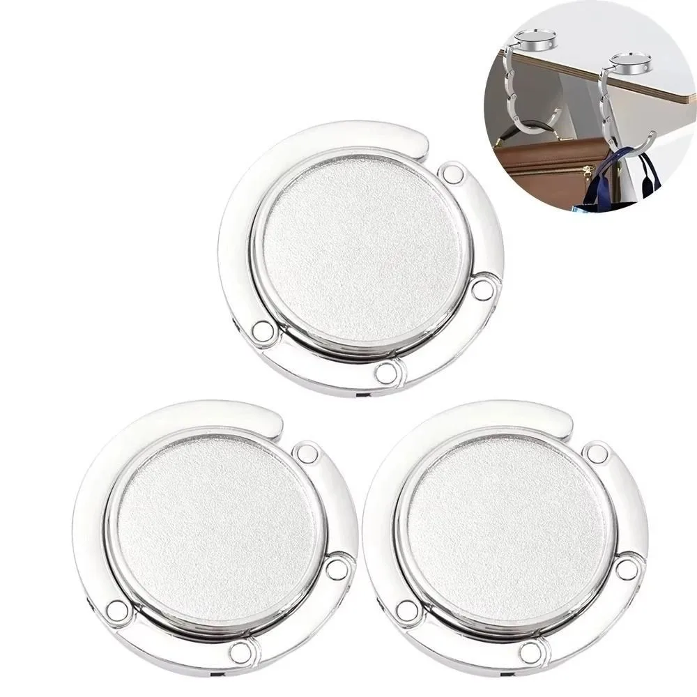 

4Pcs Portable Folding Table Hook Circle Shape Bag Parts Purse Bag Hanger Foldable Strong Load-Bearing Handbag Hook Holder Travel