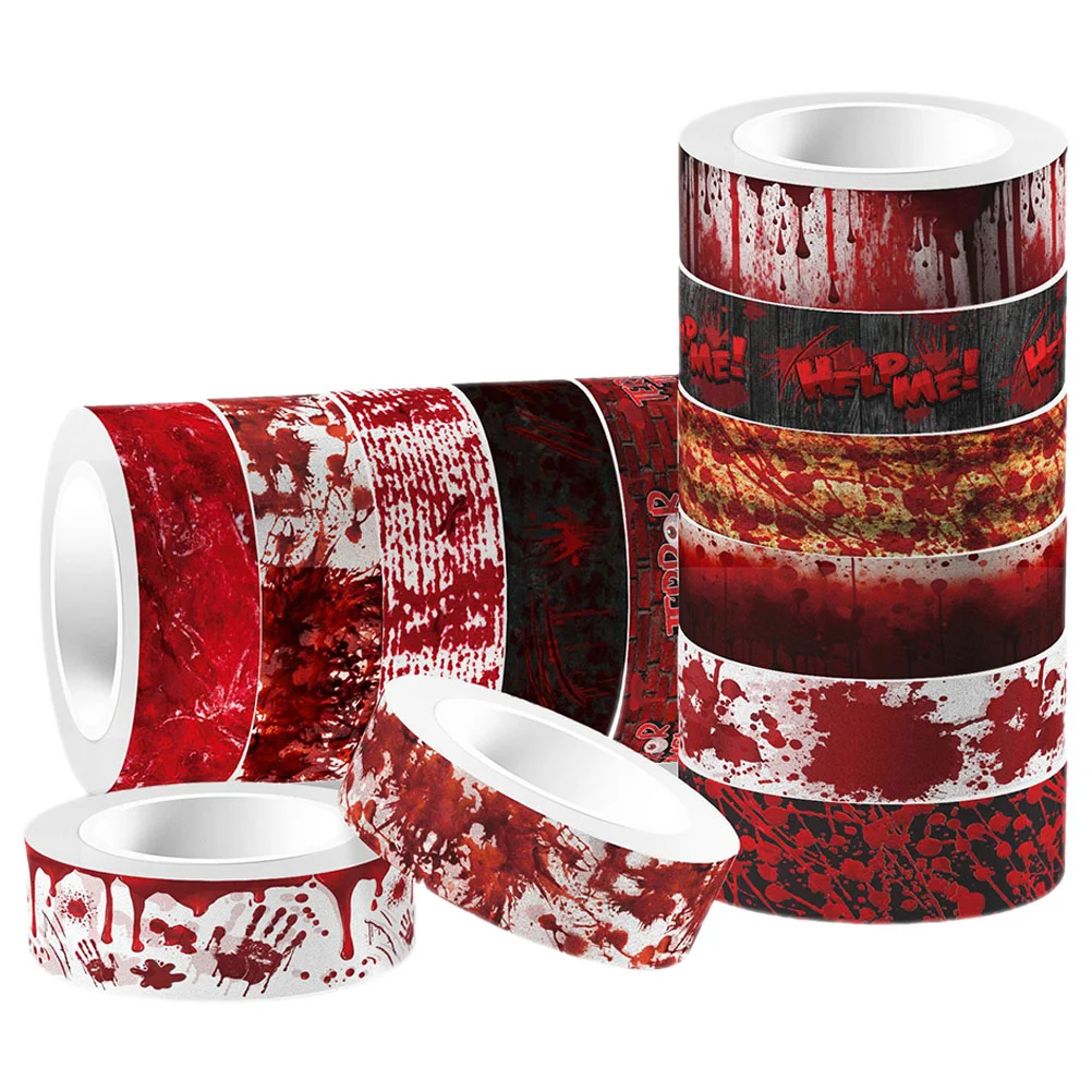 

12pcs Bloody Hand Washi Tape Halloween Craft Transparent Self Adhesive Roll Scrapbook Journaling Photo Album Supplies