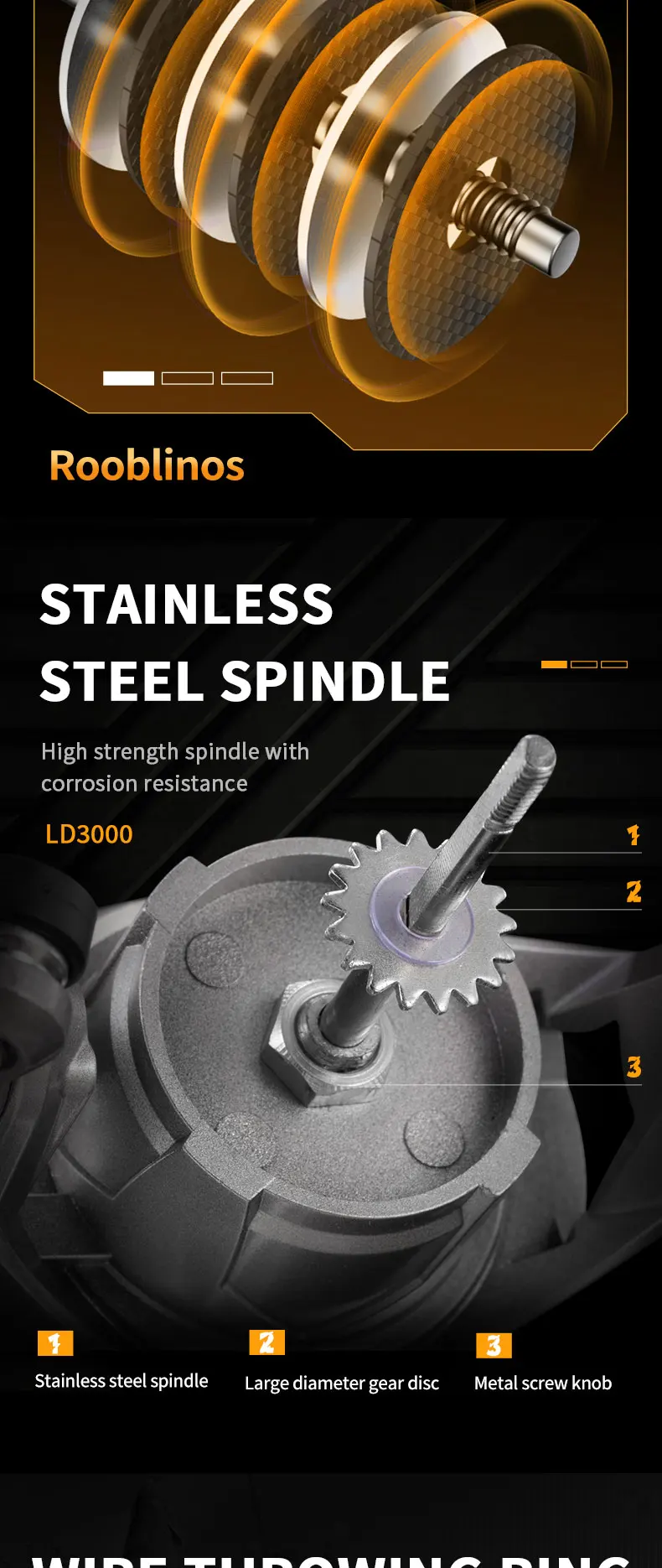 Rooblinos LD Spinnrollen für Salzwasser und Süßwasser mit Metallspule, Links-/Rechtsdrehung Austauschbar, Forellen- und Karpfenangel-Zubehör – Detail 4