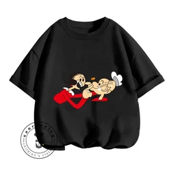 Adventure-Ready Popeye the Sailor Cartoon T-Shirts Solid Colors for Easy Mix Match Ideal for Energetic Kids Made with Love Care