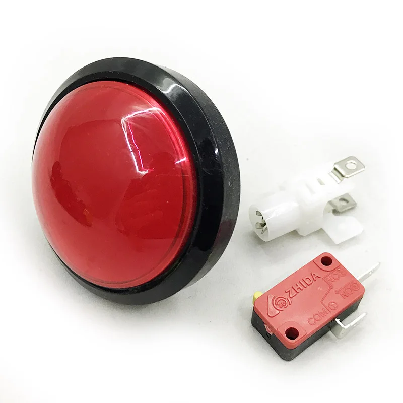 1pcs Big Dome Push Button 60mm Illuminated Arcade Push Buttons Led 5V/12v Power Button Switch Push Button with Microswitch