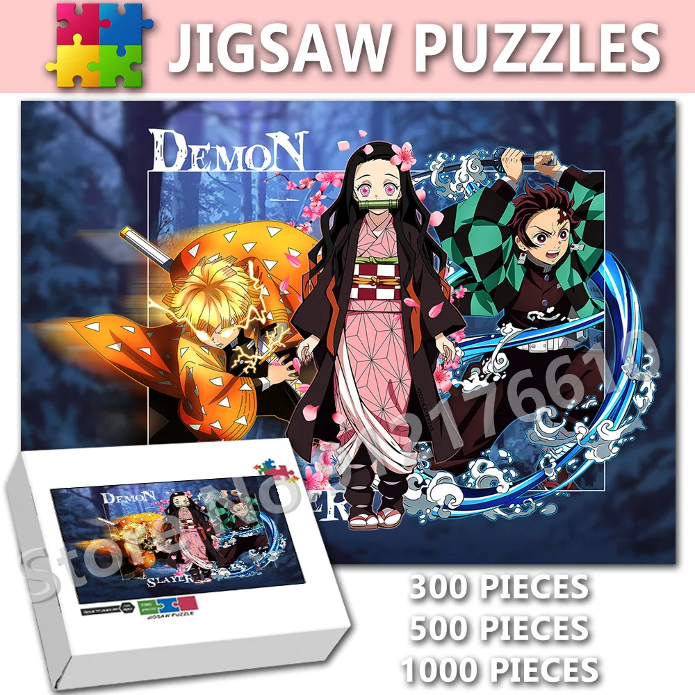 

Japanese Cartoon Anime Diy Jigsaw Puzzle Demon Slayer 300/500/1000 Pieces Puzzle for Adult Education Decompression Toys Gifts