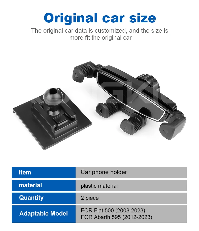 Auto-Handyhalterung mit Schwerkraftmechanismus für Fiat 500 (2008–2024), Abarth 595 (2012 2013 2014 2015 2016 2017 2018 2019 2020 2021 2022 2023 2024) – Detail 9
