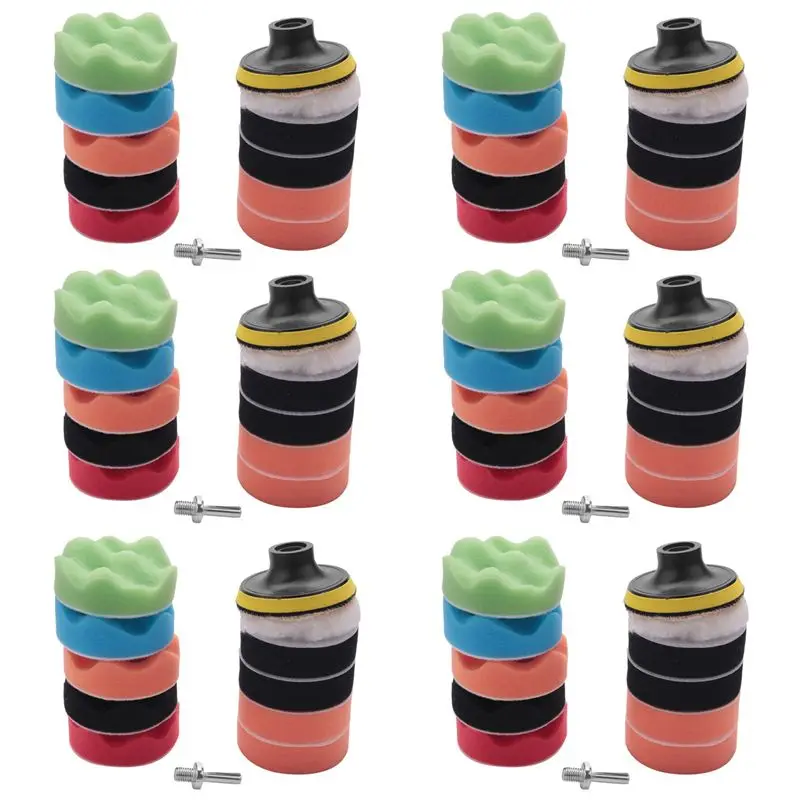 Superior-66Pcs 3 Inch Waves Buffer Polishing Pad Set For Car Polisher