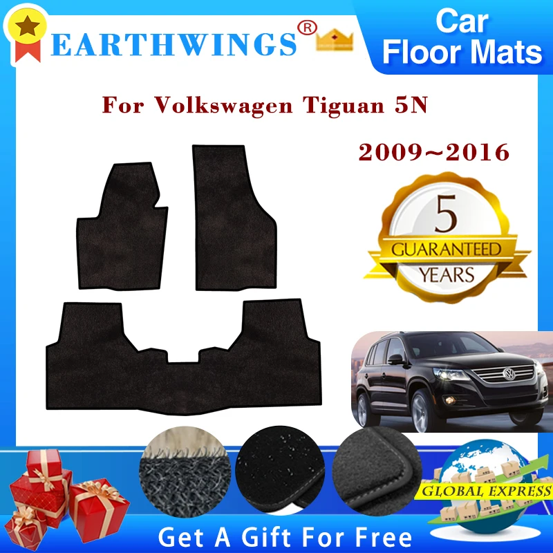 Car Floor Mats For VW Volkswagen Tiguan 5N 2009~2016 Foot Pads Carpets Panel Anti-slip Premium Custom Rugs Pads Auto Accessorise