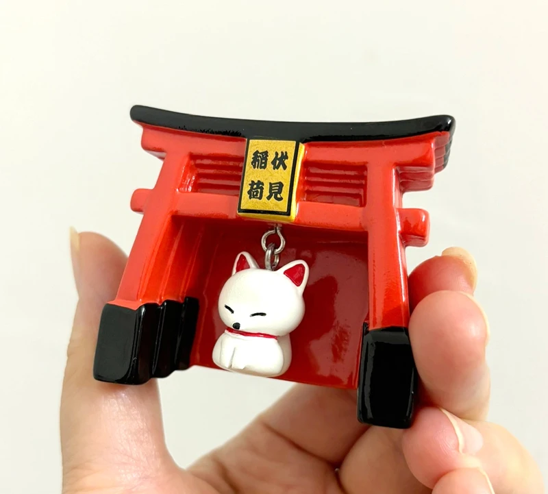 Handmade Painted Fushimi Inari Shrine White Fox 3D Fridge Magnets Japan Tourism Souvenirs Refrigerator Magnetic Stickers Gift