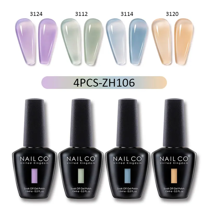 

NAILCO 15 мл гель-лак для ногтей 4 шт./компл. полупрозрачные цвета УФ-гель для ногтей Vernis Nail Lakiery Esmalte Paint Polish Kit Nail Art Design