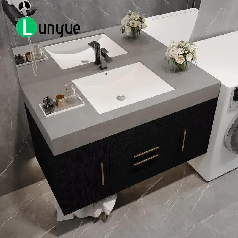 Plywood Bathroom Sink Cabinet Set with Basin Vanity Unit for Hotel Use Durable Waterproof Storage Furniture Modern Design