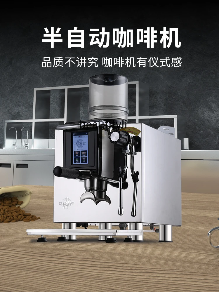 Coffee Machine Commercial Italian Semi-automatic Small Milk Tea Coffee Shop Grinding Machine Steam Milk Frother