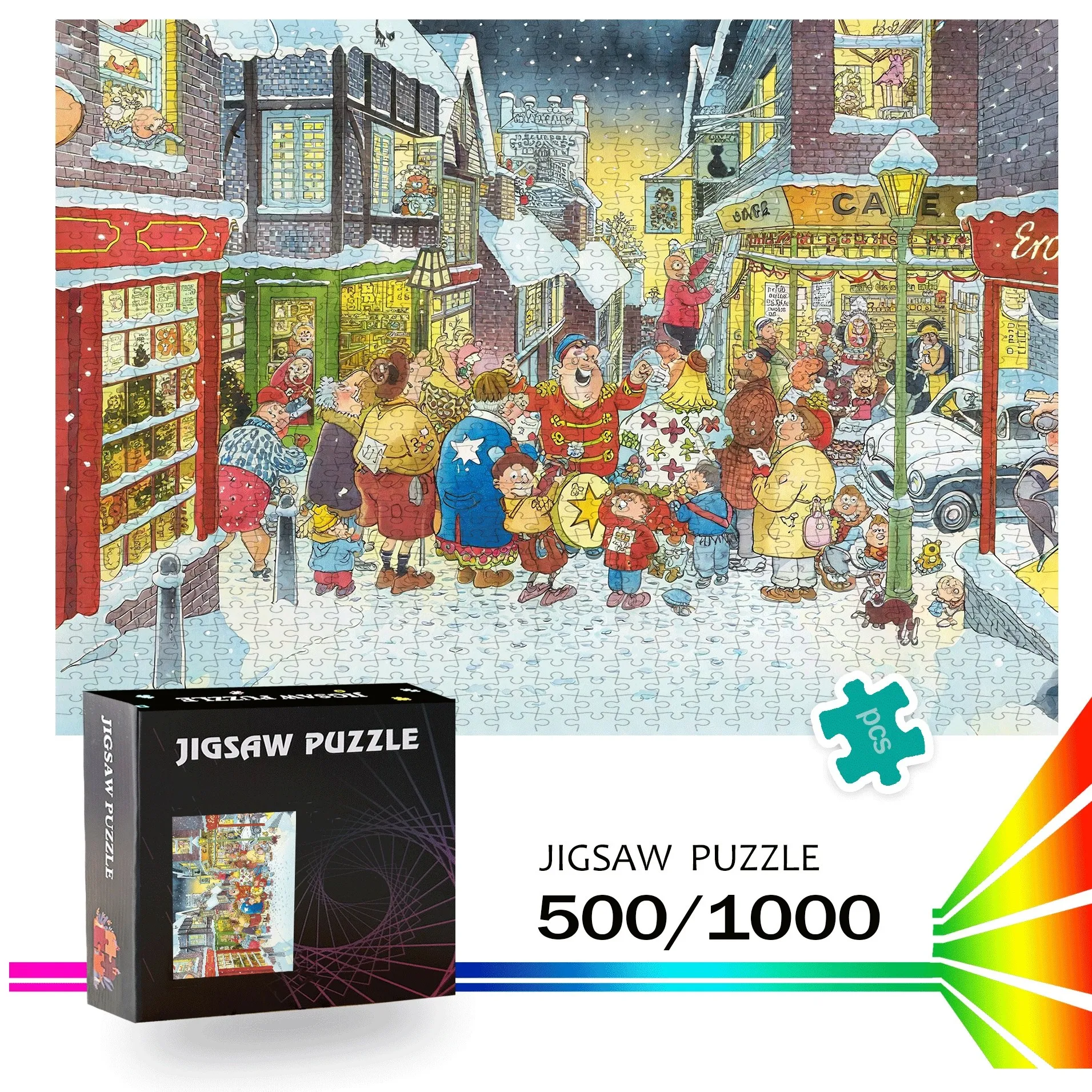 

500pcs or 1000pcs Extra Large Puzzle - Vintage European Winter Village with Jack Nicholson'S Iconic Movie Characters (5001000p