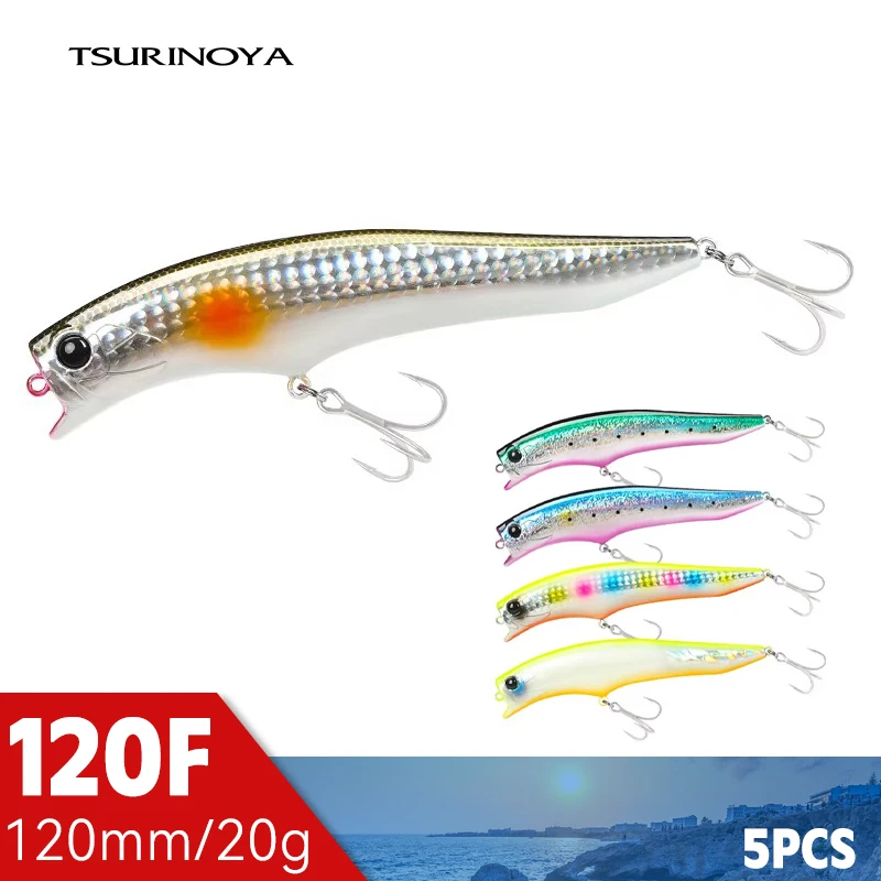 TSURINOYA 120mm 20g pływające błystka GORGO duży przynęty 120F zestaw 5 sztuk początkujących nadaje się pudełko na przynęty Seabass flądry przynęty