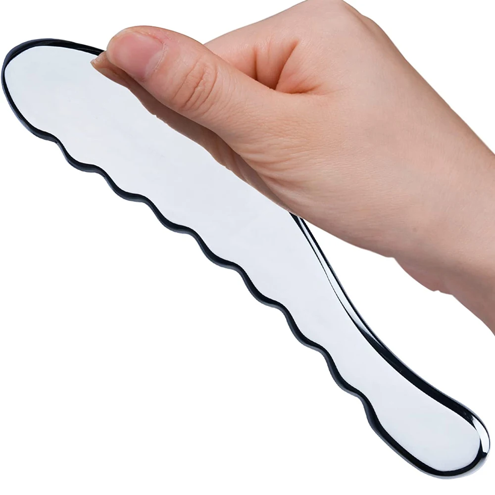 1Pcs Guasha Massage Tool, Stainless Steel Gua Sha Facial Tool, Metal Scraping Blade Chiropractic Myofascial Release Muscle Relax