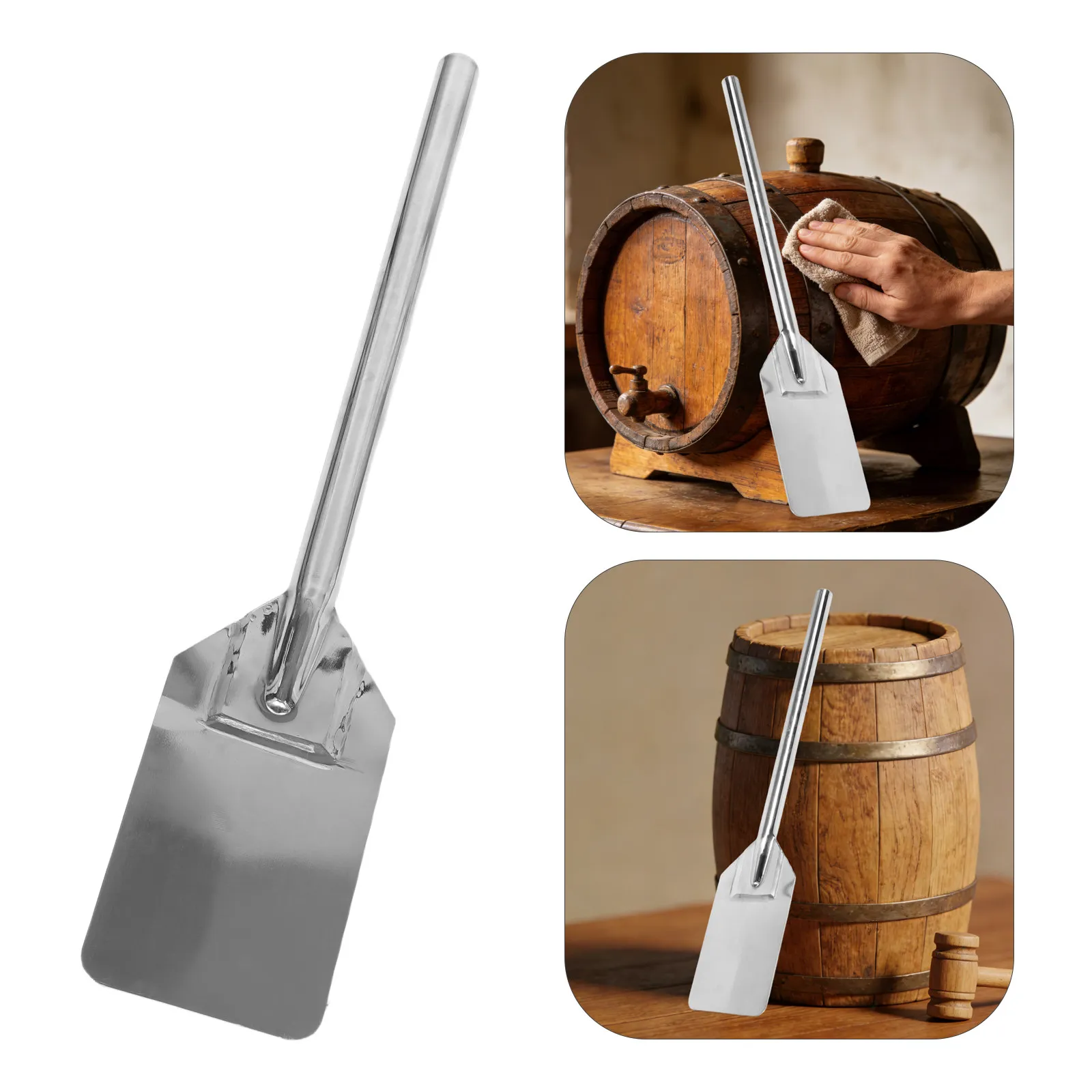 

23,6-дюймовая лопатка-мешалка из нержавеющей стали, длинная ложка для смешивания, для пивоварения, ферментации, варки морепродуктов, виноделия, приготовления раков