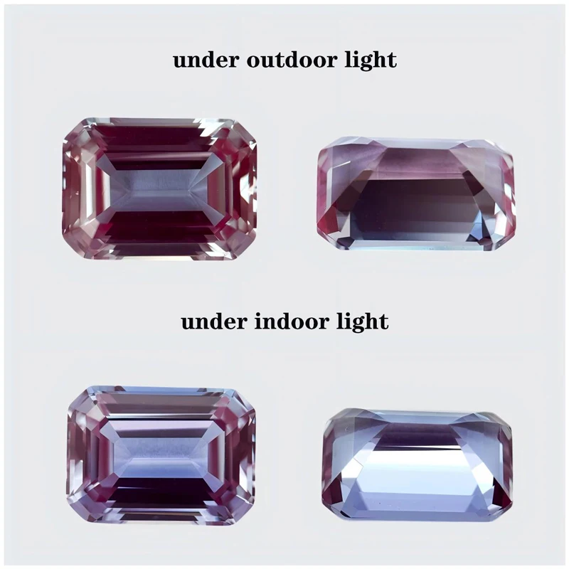 Alexandrit Smaragdschliff VVS1 Laborgezüchteter Edelstein Farbwechselnder Stein DIY Ring Halskette Ohrringe Hauptmaterialien mit Zertifikat – Detail 9