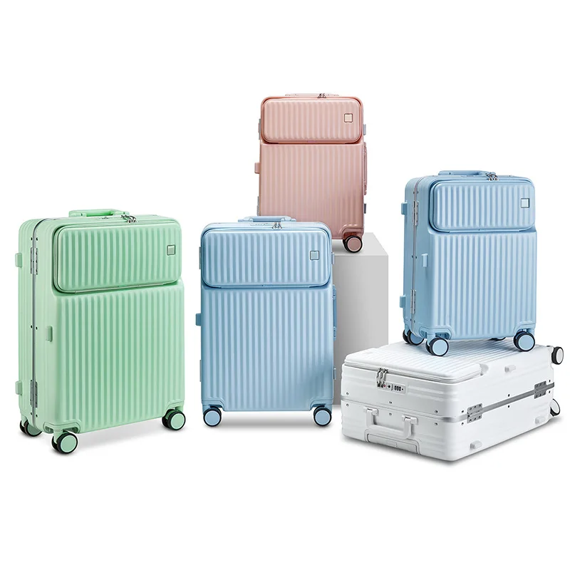 Suitcase Front Aluminum Frame Style Trolley Box Candy Colored Travel Boarding Luggage Password Box Rolling Luggage 20 24 26 inch