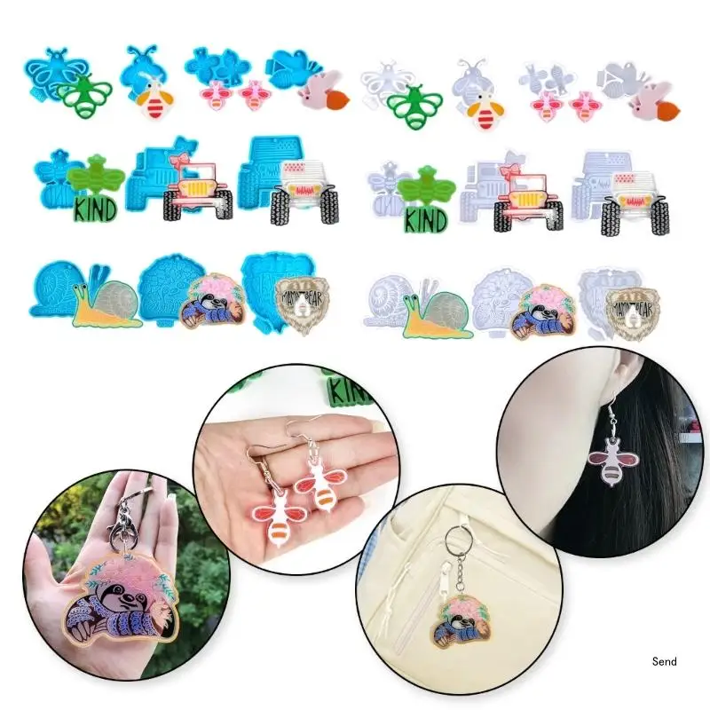 DIY Semi-stereoscopic Truck Bees Keychain Silicone Epoxy Mold DIY Ornaments Pendant Crafting Mould for Valentine Gift