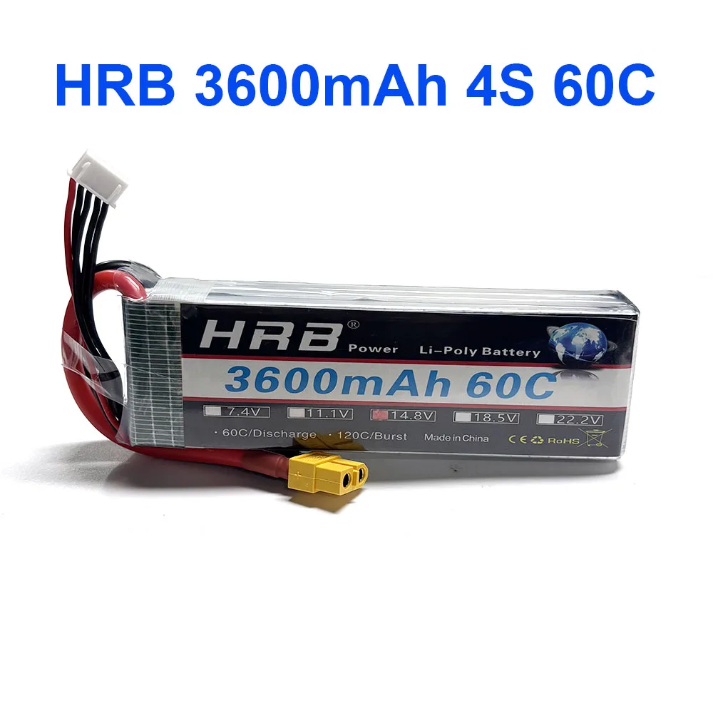 HRB Lipo Battery 4S 14.8V 3600mAh XT60 RC Parts for Roban flywing ALIGN 450L 480 Helicopter RC Car RC Boat Plane