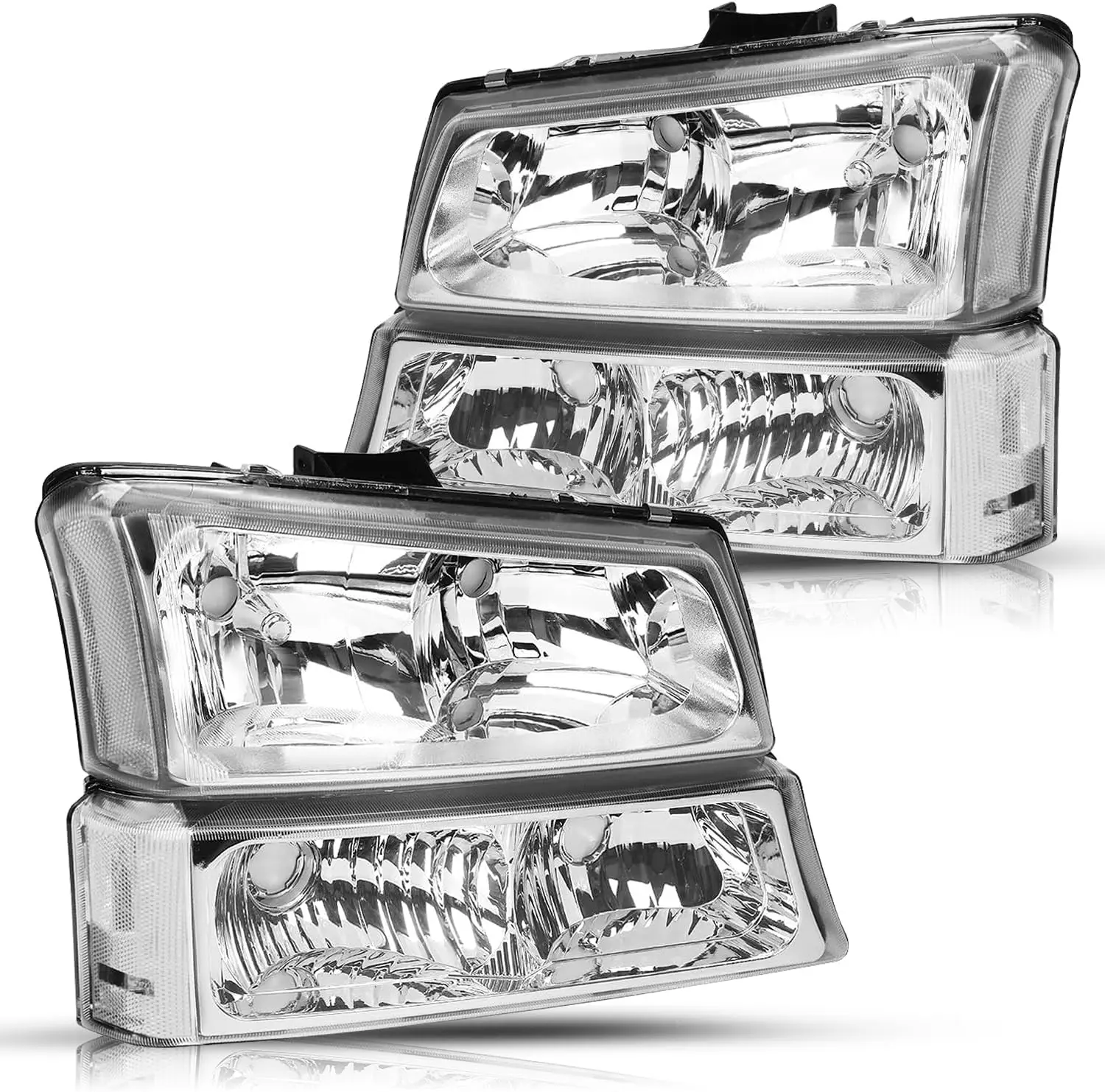 

Фара в сборе, совместимая с Chevy Silverado 2003-2006 / 2003-2006 Avalanche с фарами бампера, 4 шт., пассажирские и водительские Si