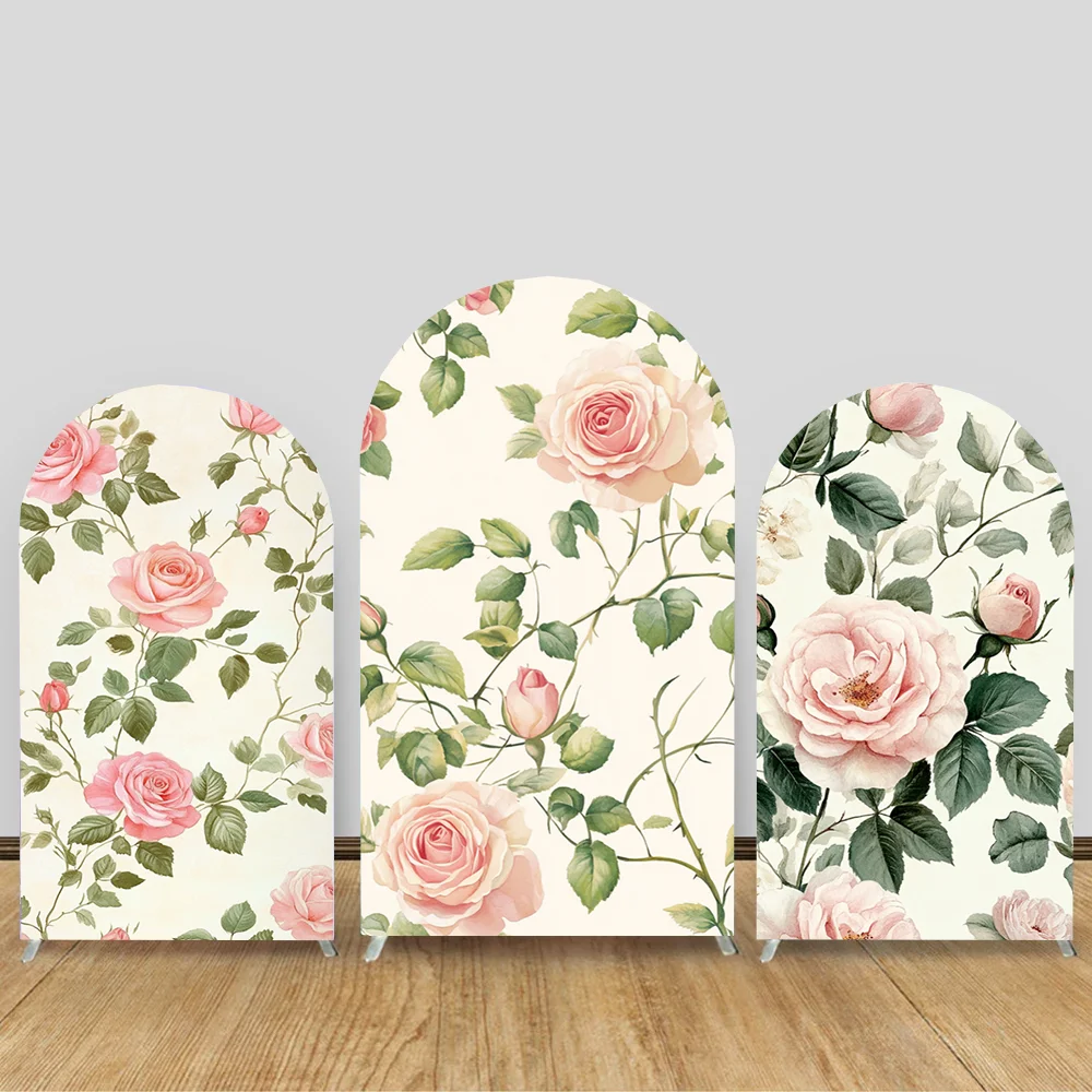 

Pink Floral Arch Backdrop Cover Girl Birthday Baby Shower Party Decoration Cake Smash Portrait Photozone Background