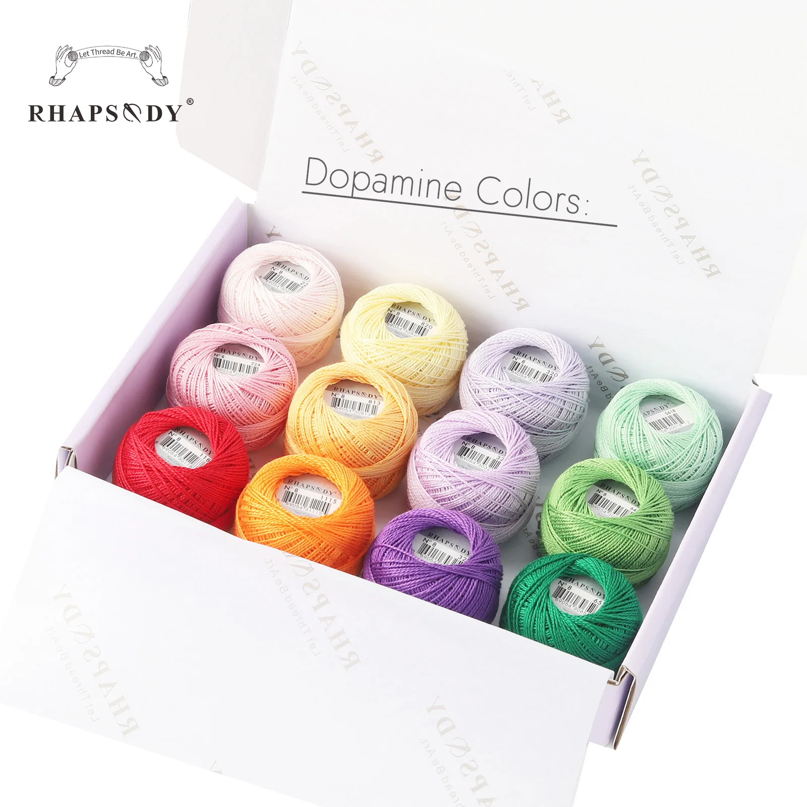 Rhapsody-Größe # 8 Perlen-Baumwoll-Häkelfaden-Stickerei, doppelt merzerisierte lange Stapel, ägyptische Baumwolle, NEUE FARBEN, 12 Bälle pro Box – Detail 23
