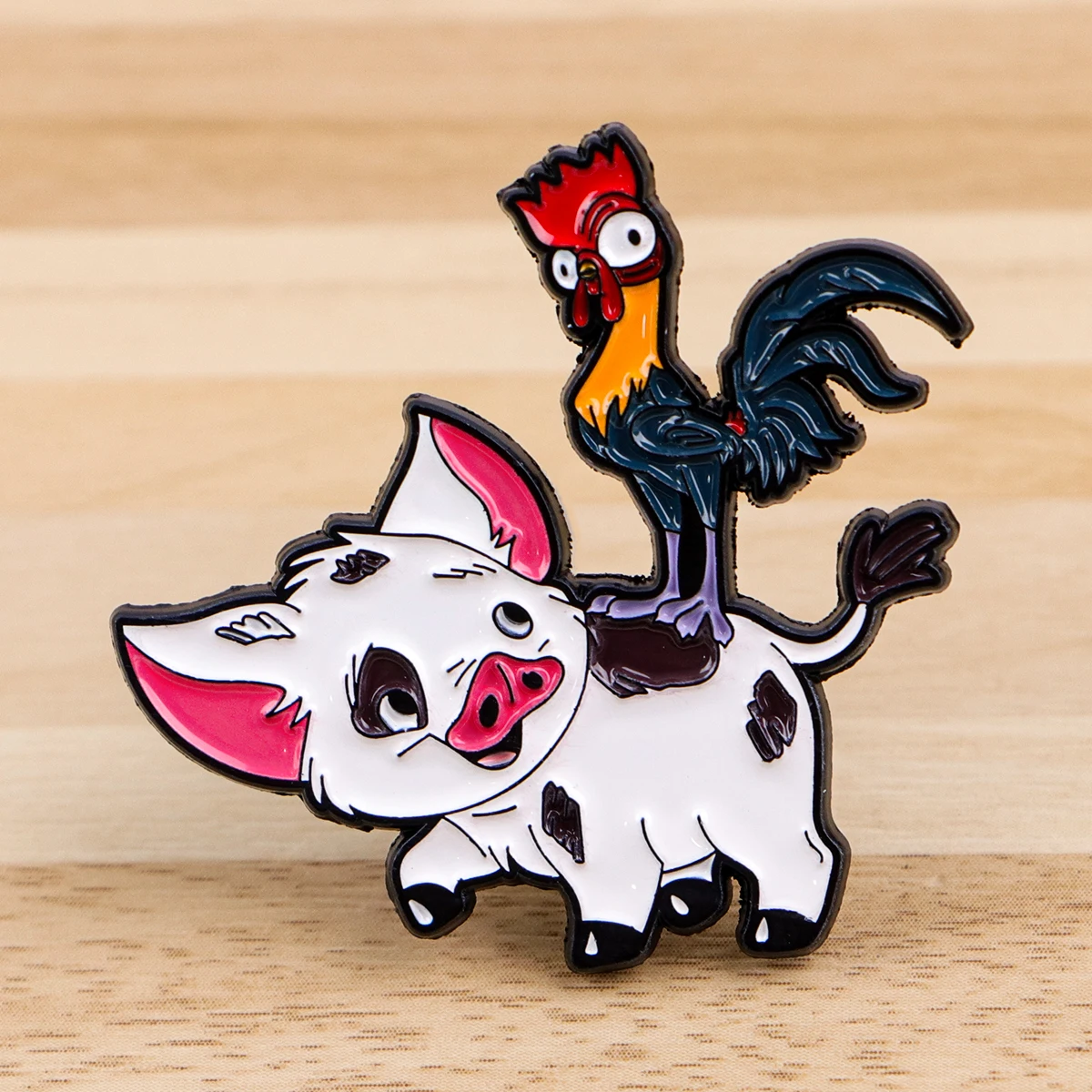 

Funny Pig and Chicken Enamel Pin Cartoon Animal Badges on Backpack Women's Brooches Hat Lapel Pins Cosplay Accessories Toys Gift