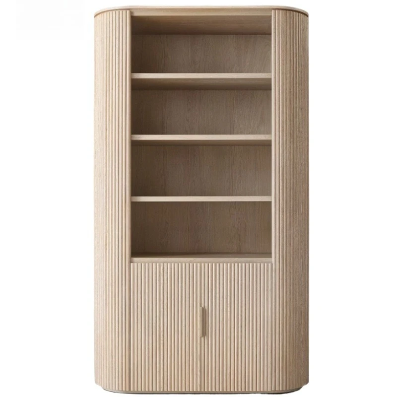 

American solid wood bookcase, simple display French retro oak bookshelf, living room storage and dining side