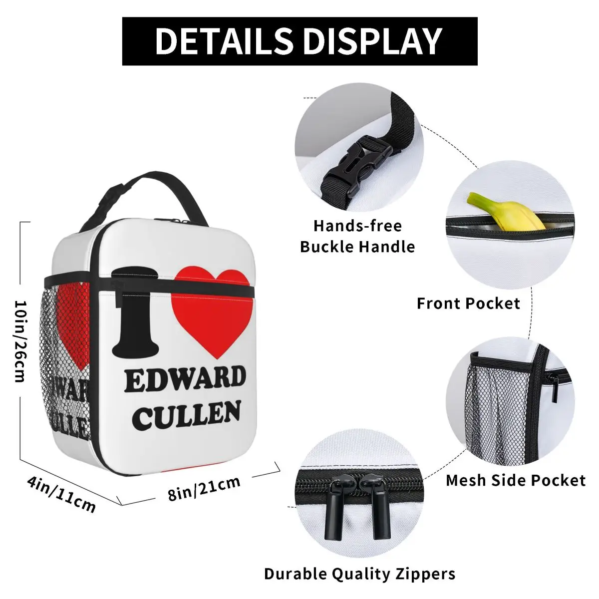 Edward Cullen Twilight Insulated Lunch Bag for Kids School Cooler Thermal Food Box Tote Leakproof Lunch Boxes Container