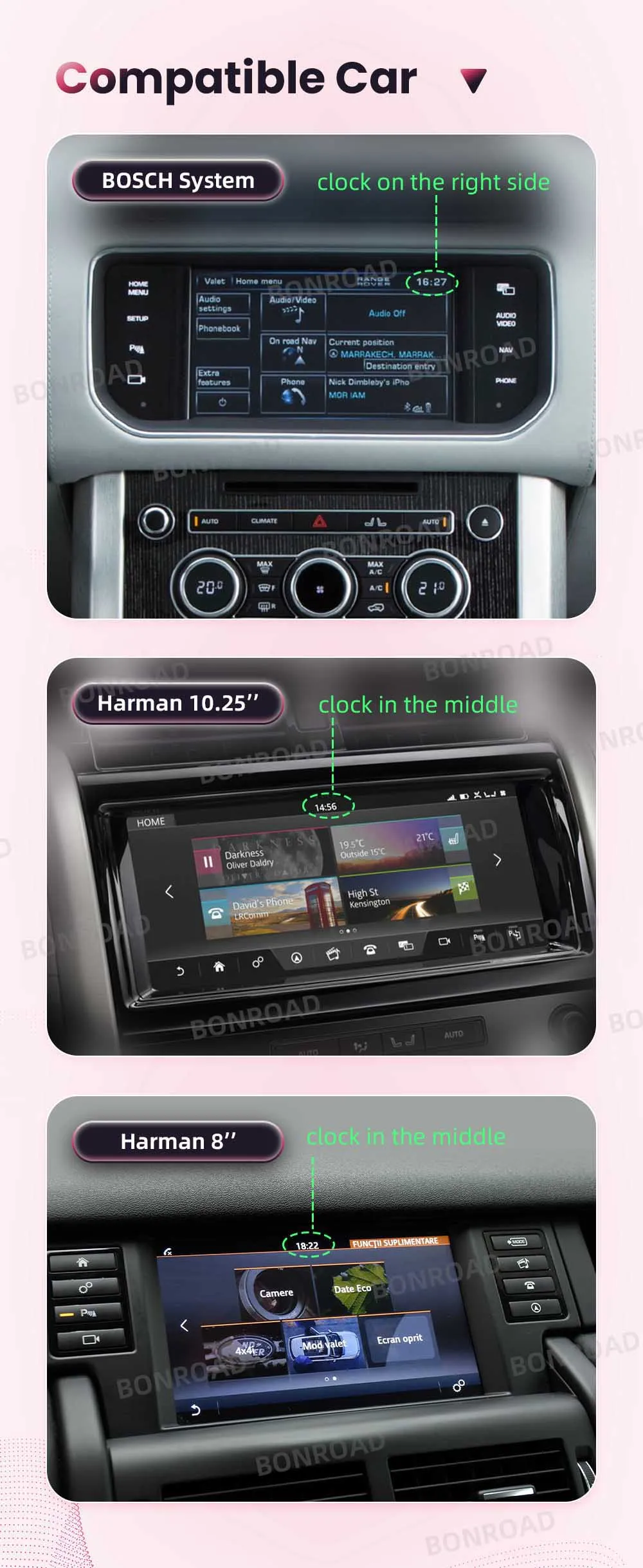 Bonroad Wireless CarPlay-Schnittstelle für Land Rover/Jaguar Range Rover Evoque Discovery mit Android Auto Mirror Link Navigation – Detail 2